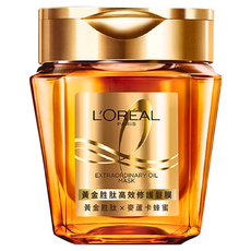 L'OREAL PARiS 巴黎萊雅 黃金胜肽高效修護髮膜 48H持續柔順亮澤 染燙受損髮適用, 250ml, 1瓶