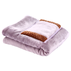 FJ WB2恆溫加熱披肩毯, 快速加熱, USB接口, 卡扣設計, 易拆清潔, 粉紫/棕色, 31.5 x 36.5 x 5cm, 粉色