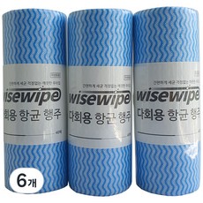 와이즈와이프 다회용 향균 롤행주, 40개입, 6개