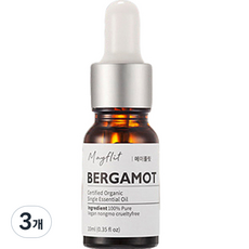 메이플릿 유기농 비건 아로마 에센셜 오일 베르가못, 10ml, 3개