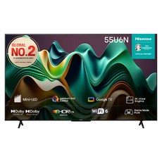 하이센스 안드로이드12 4K Mini LED 스마트TV, 139cm(55인치), 55U6N, 벽걸이형, 방문설치