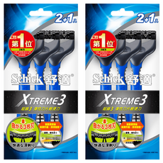 Schick 舒適牌 超鋒3輕便型刮鬍刀, 獨特彈性3刀片 剃鬚更順滑, 3支, 2組