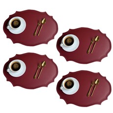 마켓감성 크리스마스 앤티크 PVC 테이블매트 빈티지, 레드, 43 x 30 cm, 4개