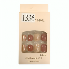 理享家 穿戴甲 彩繪凝膠美甲貼片 24片, 貝殼蜜棗, 1盒