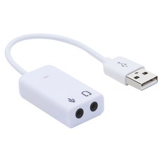 Neon 台灣霓虹 USB立體聲音效卡轉耳麥 7.1立體聲道 3.5mm音源孔 白色, 1個