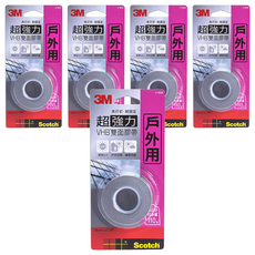 3M Scotch 超強力VHB雙面膠帶 戶外專用 V1808, 超強黏性 耐抗UV 18mm x 1.5M, 5個