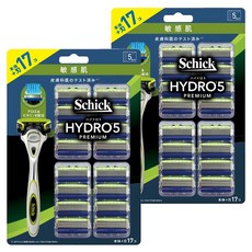 Schick 舒適牌 水次元 5Premium 敏感肌用刮鬍刀 + 刀片 x 17, 2組