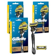 Gillette 吉列 2024 Pro Shield黃色手動刮鬍刀+刮鬍刀片 2入組, 3組