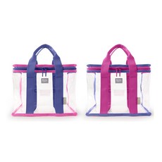 Bagtory HK 百寶袋王 BX07 Set 2個, 透明手提包, 7L, 27 x 13 x 19cm, 長春花藍 + 風信子紅, 1組