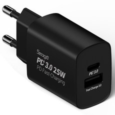 서가 25W PD3.0 PPS 2포트 멀티 C타입 초고속 충전기, 블랙, 1개