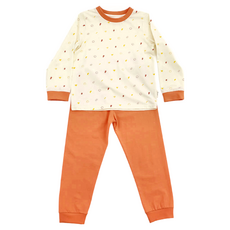印花樂 長袖內搭套裝組, 2 Piece Pajama Set - Size 4, 93.9%棉, 4號, 小豆紋米色