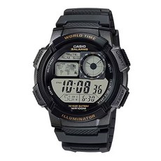 카시오 남성용 군용 월드타임 전자 손목시계 AE-1000W