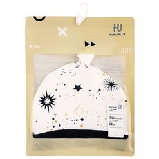 KU.KU Duckbill 酷咕鴨 KUKU PLUS 十二星座單結嬰兒帽-1入, 100%純棉, 初生兒適用, 頭圍36-42cm, 36~42cm, 十二星座 星耀白
