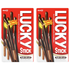 meiji 明治 Lucky 巧克力口味棒狀餅乾，45公克, 45g, 2盒