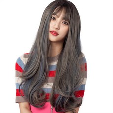 플립 고급원사 전체가발 + 가발망 세트, 투톤블루, 1세트