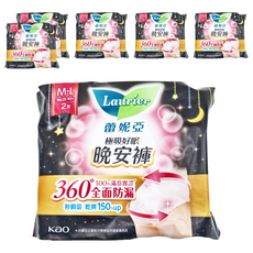 Laurier 蕾妮亞 台灣公司貨 極吸好眠晚安褲, M-L, 2片, 6包