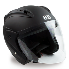BANCY 오픈페이스 오토바이 헬멧 투명실드 Y-1, XL, 무광블랙