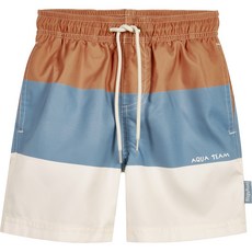 playshoes 抗UV防曬速乾男童海灘褲-簡約色塊,藍橘撞色,1入, 122/128