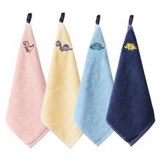 SOFT TOUCH Bath&Living 40針恐龍刺繡毛巾套裝, 觸感柔軟精梳棉毛巾, 款式隨機, 4條