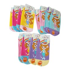 JY SOCKS 靴下屋 兒童款 直版襪 12雙, 台灣製造, 美人魚圖案, 80%亞克力纖維, 15~18cm, 美人魚