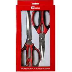 아카데미아무냐노 이태리 스테인리스 스틸 주방 가위 2종, 레드 + 블랙, 1세트 레드 + 블랙