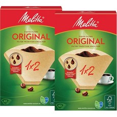 Melitta 無漂白咖啡濾紙, 40張, 2盒