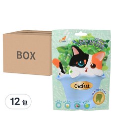 Catfeet 呼嚕最愛 薄荷化毛潔牙餡餅, 鮪魚口味 60g*12包, 鮪魚