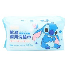 Disney 迪士尼 乾濕兩用洗臉巾100抽 20 x 20cm 星球史迪奇, 3包