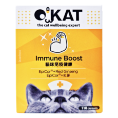O'KAT 美喵人生 貓咪免疫健康, 110顆, EpiCor專利酵母, 韓國專利發酵紅蔘, 免疫/抗氧化, 1盒