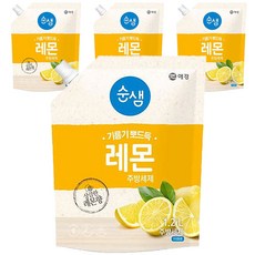 순샘 레몬 주방세제 리필, 1.2L, 4개