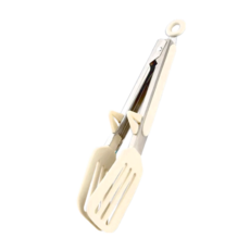 矽膠燒烤夾 漏鏟, 白色/黑色, 2入Set, 長26.5cm*寬5.8cm, 1組