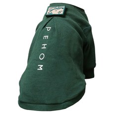 PEHOM 華夫格刺繡t恤(綠色)l, 寵物舒適圓領T恤，時尚耐穿, 1入