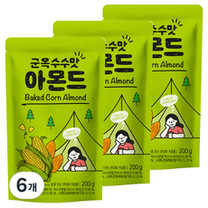 [쿠팡수입] 군옥수수맛 아몬드, 200g, 6개