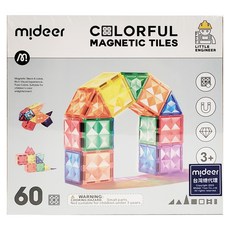 mideer 多彩透光磁力片 3歲以上, 60片, 1盒