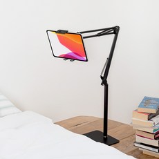 홈플래닛 140cm 자바라 스탠드 탭 패드 태블릿 스마트폰 거치대 대형, 블랙, 1개 - 이미지 3