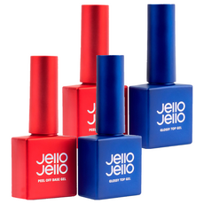 Jello Jello 美甲組合，可撕式底層凝膠+亮面表層凝膠 Set, 可撕式底層凝膠10ml+亮面表層凝膠10ml, 2組
