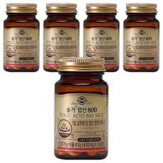 SOLGAR 葉酸補充錠 800mcg, 100顆, 5罐