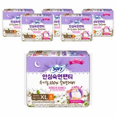 쏘피 안심숙면팬티 순면커버 생리대, 특대형, 4개입, 6개