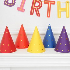 PartyPang 三角圖案派對尖帽 5件組, 彩虹, 1組