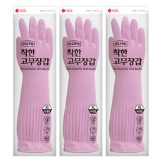 롯데이라이프 착한 고무장갑, 핑크, 특대(XL), 3세트