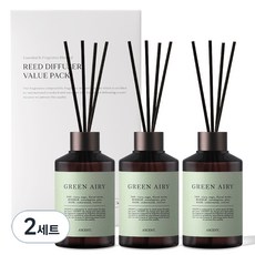에이센트 네이처 실속형 디퓨저 200ml x 3p + 섬유스틱 15p, 그린에어리, 2세트