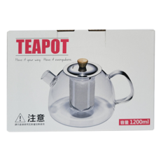 耐熱玻璃茶壺 TH-009, 1200ml, 304不銹鋼, 1.2L, 1個