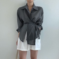 ViVEMO 女款翻領透視束胸裹身襯衫 10042