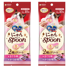 유니참긴노스푼 고양이 냥스푼 습식 간식 10개입, 혼합맛(참치 / 가다랑어), 100g, 2개