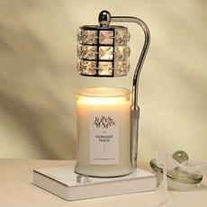 Candle Department Store 人氣蠟燭禮盒套組 Lucid Candle Warmer+大號大豆蠟燭750g套組青檸羅勒柑橘, 1, 銀（白）