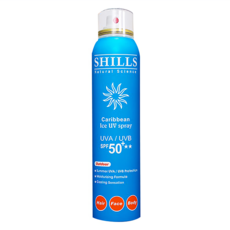 SHILLS 舒兒絲 很耐曬超清爽美白防曬冰鎮噴霧 SPF50, 180ml, 夏季戶外防曬必備, 1瓶