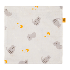 Runny yolk. 朗尼幼克 純棉小方巾 台灣製, 25 x 25cm, 粉白色