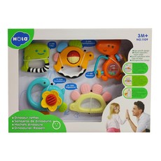 Hola Toys 恐龍搖鈴套裝，5個，3個月以上嬰兒玩具, 混合色, 1盒