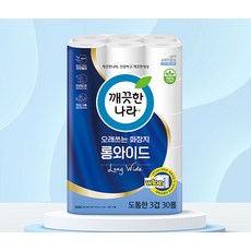 깨끗한나라 오래쓰는 롱와이드 천연펄프 3겹 고급롤화장지, 30m, 30개입, 1개