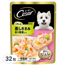 Cesar 西莎 成犬 蒸鮮包, 低脂雞肉與蔬菜口味, 低脂雞肉 + 蔬菜, 70g, 32包